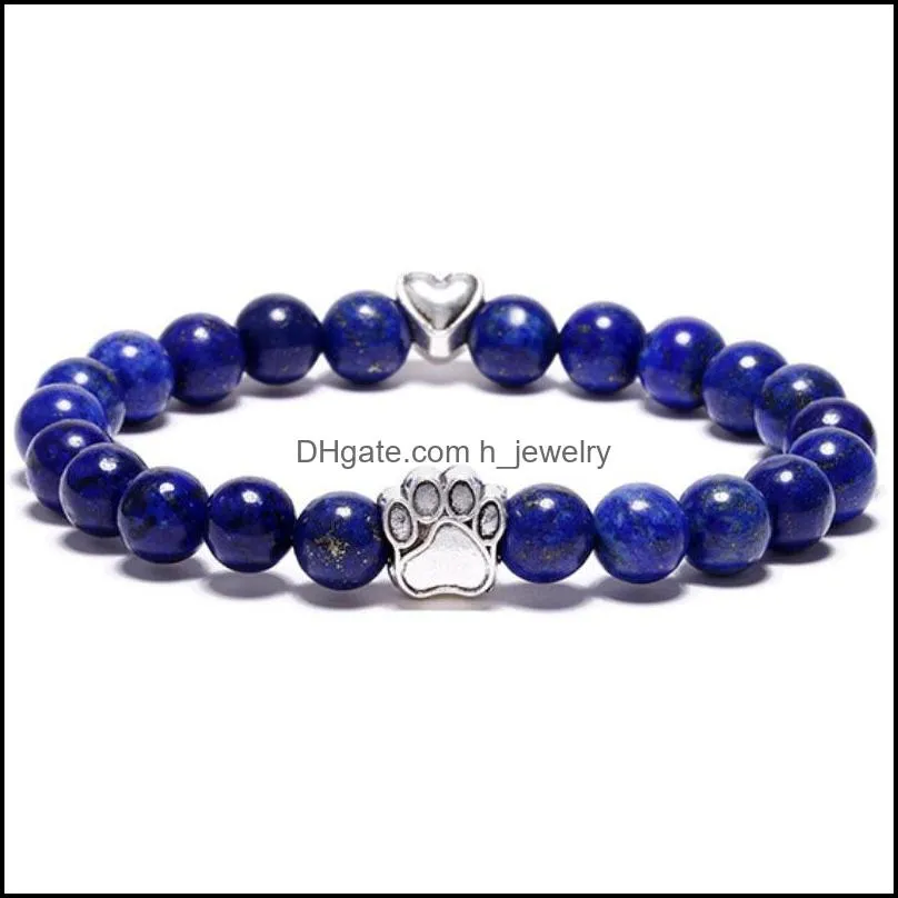dog paw chakras healing stone charm bracelet women men energy buddha bracelets jewelry