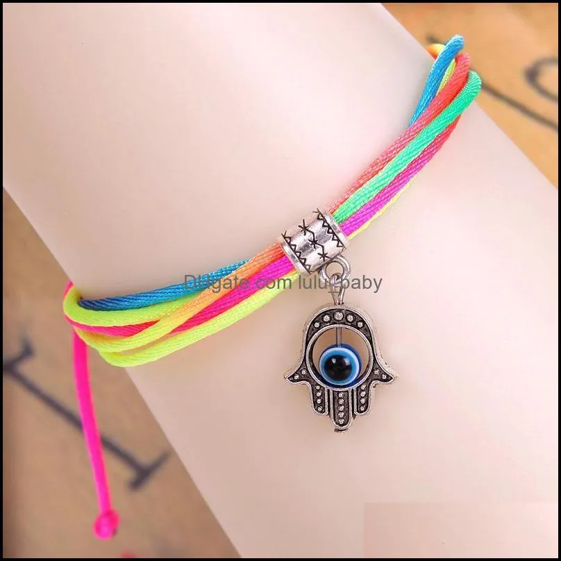 bracelets kids gift charm fatima hand jewelry blue eye pendant friendship bracelet