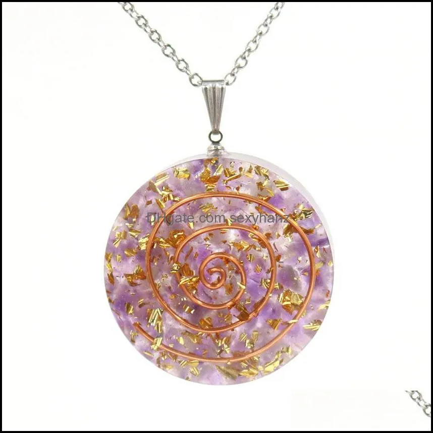 raw quartz round coin pendant yoga chakra necklace for women men stone crystal circle disc pendants jewelry
