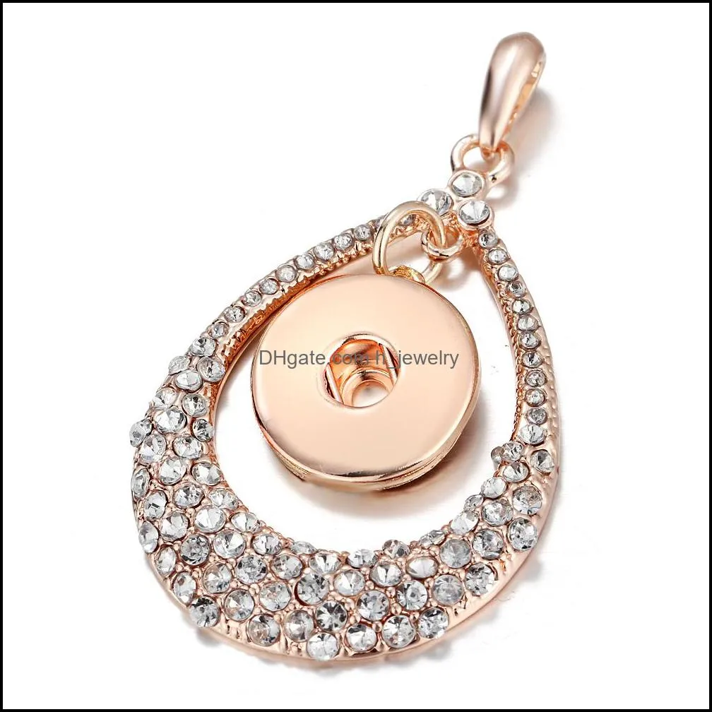 gold crystal snap button pendant accessories jewelry diy 18mm ginger snap jewelry necklace for women christmas gift