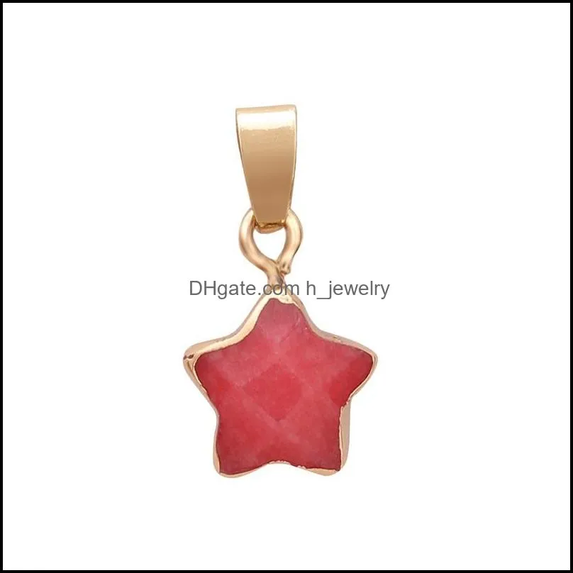 gold plating edged crystal five point star charm rose quartz healing druzy stones pendant diy jewelry making