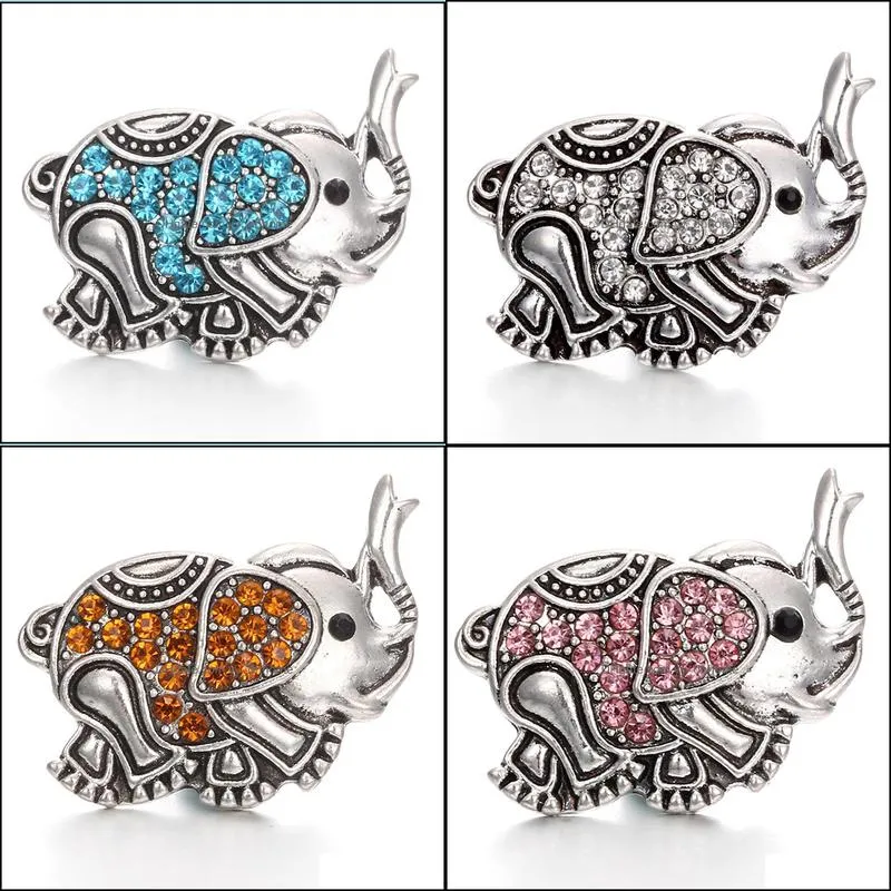 snap button jewelry component rhinestone elephant 18mm metal snaps buttons fit bracelet bangle noosa a036