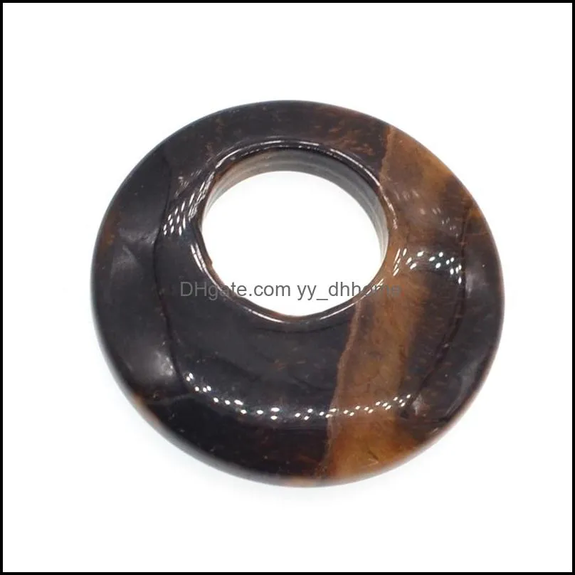 natural stone 28mm quartz buckle donut coin aura healing headdress pendant necklace charm men`s healing goddess aura pendant