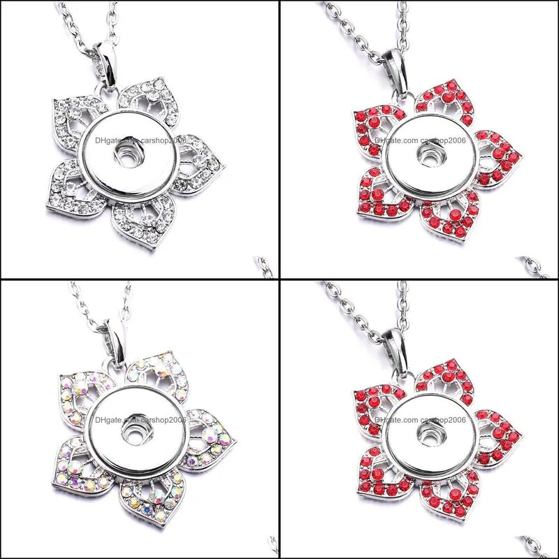 noosa rhinestone 18mm snap button necklace silver color link chain necklaces for women ginger snaps buttons jewelry d079