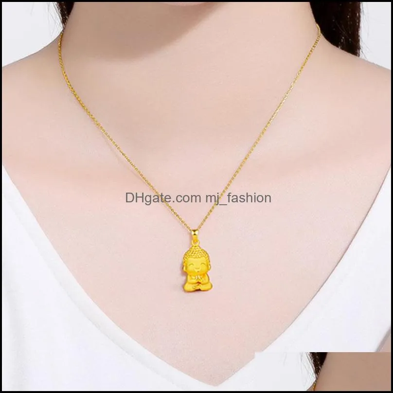 gold buddha buddhism pendant necklace for women men jewelry sand gold chains necklaces