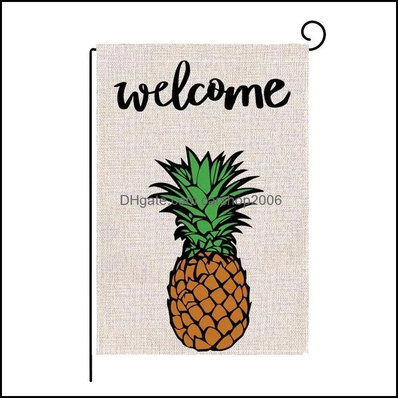 summer garden flag fruit gnomes double size printed flax outdoor decorative hanging welcome summer season banner 32*47cm 1362 v2