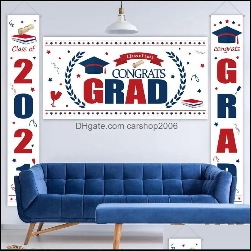 graduation decorations flag 2021 backdrop banner grad congrats party supplies hanging flags yard decor signs booth props 2190 v2