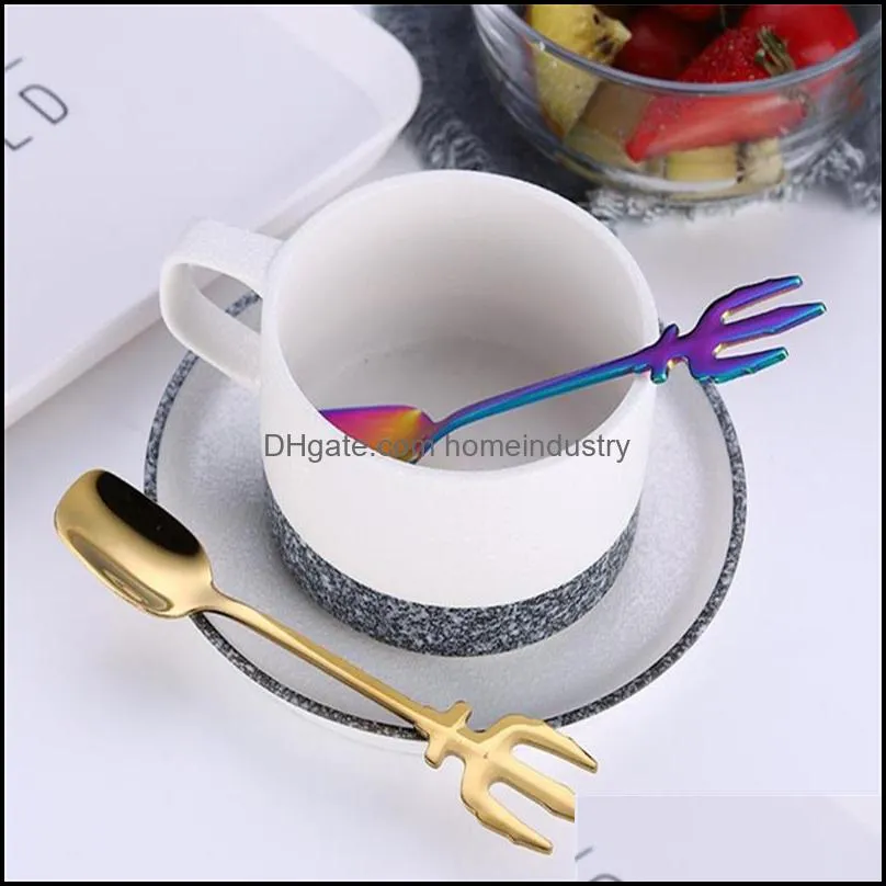 Arts and Crafts Stainless steel dessert spoon 7 colors ice cream spoons coffee spoon multi function kitchen accessories flatware fruit