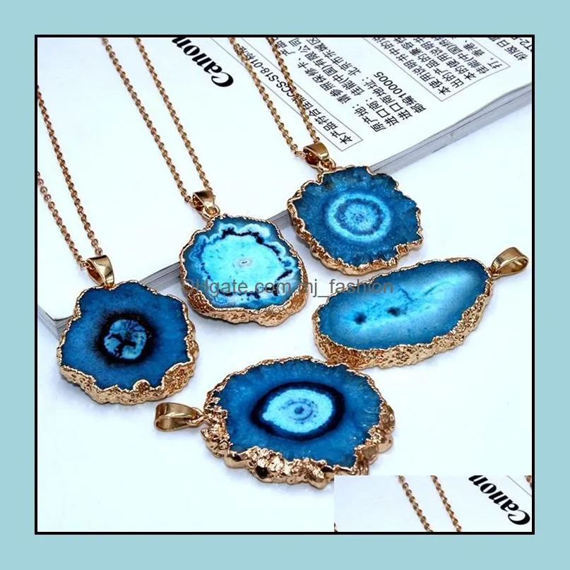 inspired jewelry sunflower grainy natural raw druzy pendant handmade gold plating necklaces for women