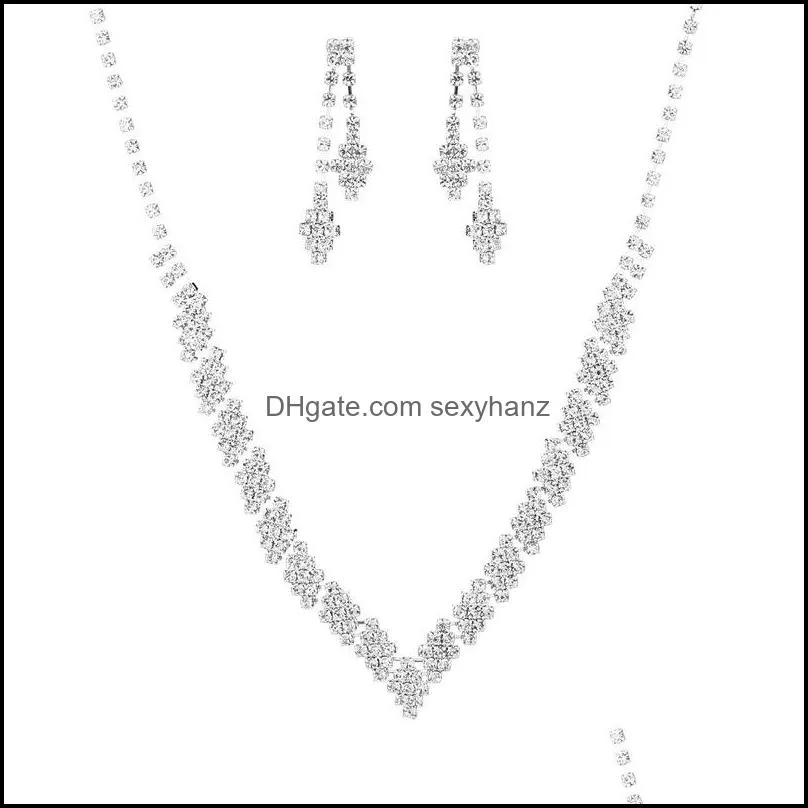 bridal wedding necklace earrings jewelry set claw zircon chain fashion women bridesmaid photography acc