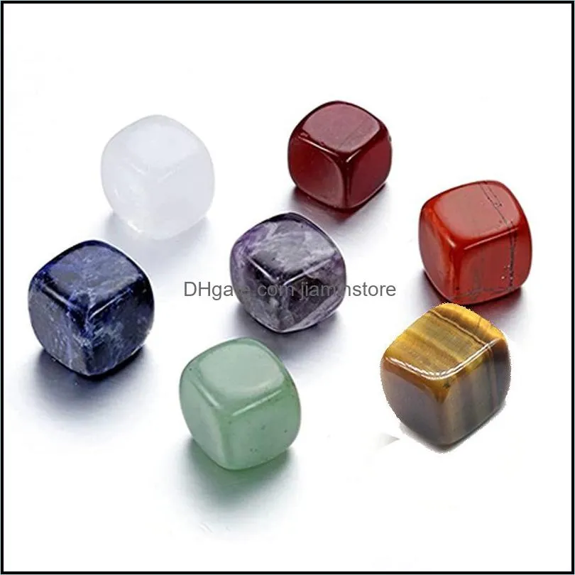 7 chakra set reiki natural crystal stone square polishing amethyst rose quartz yoga energy bead chakra healing decoration