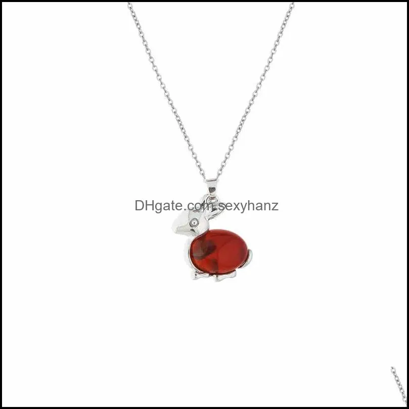 2018 natural red carnelian rabbit crystal pendant women charka healing rabbit jewelry necklace 18