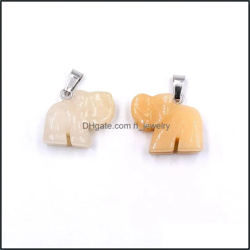 elephant shape stone rose quartz crystal charms pendant healing pink crystals stone fashion jewelry making wholesale