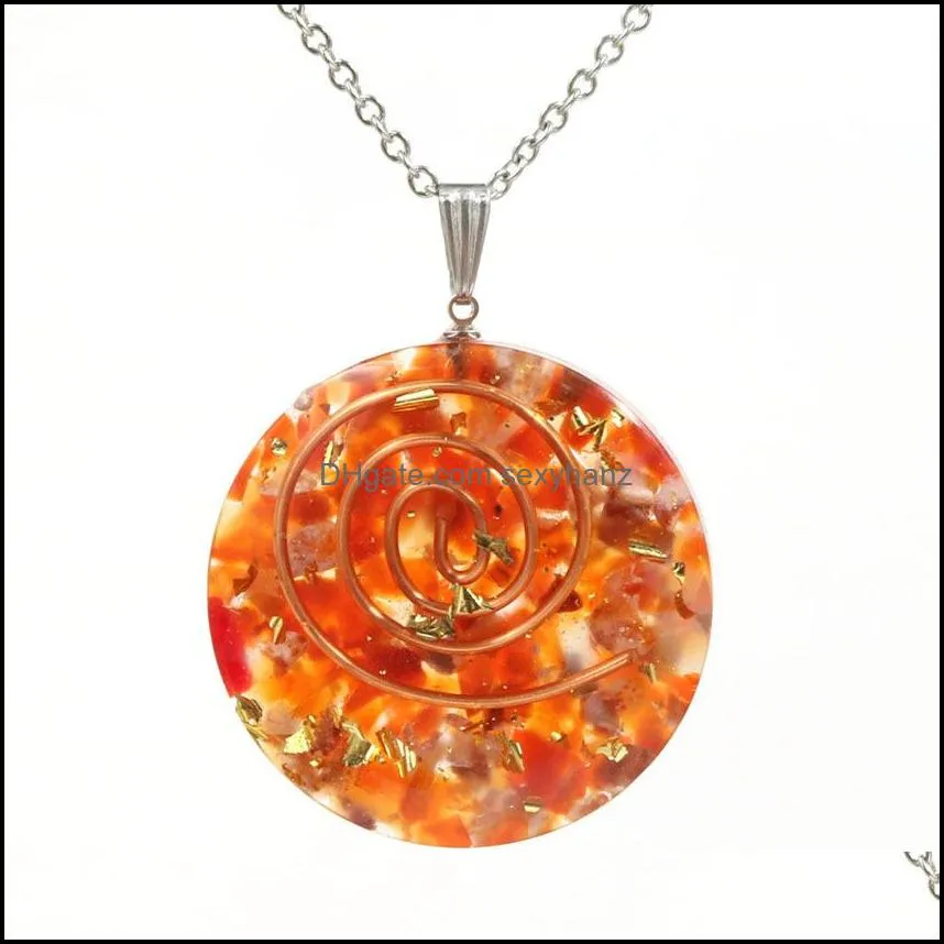 raw quartz round coin pendant yoga chakra necklace for women men stone crystal circle disc pendants jewelry