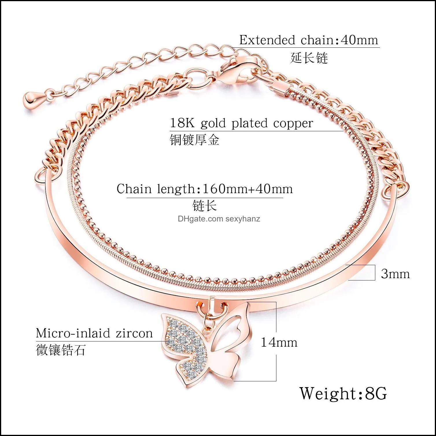 butterfly bracelet set cross evil eye key square beads chain bracelets adjustable charms beach jewelry for women girls