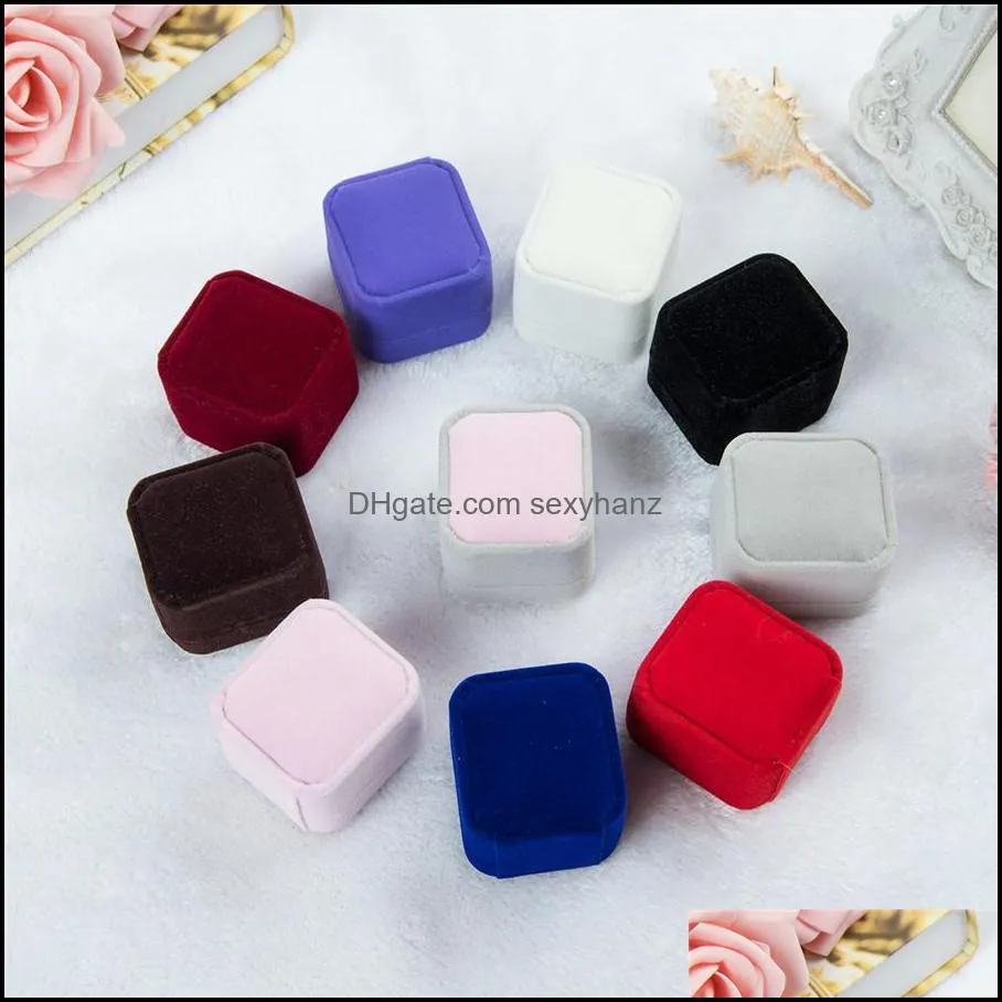 fashion velvet jewelry boxes cases for only rings & earrings 12 color jewelry gift packaging & display size 5cm*4.5cm*4cm