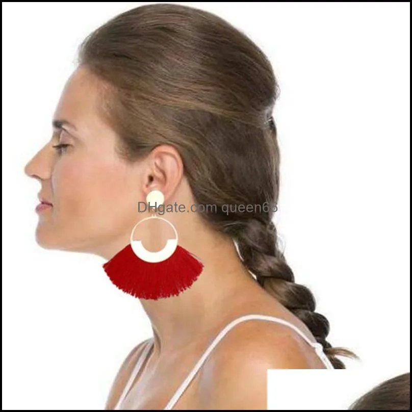 bohemian fashion tassel earrings female national pendant long rope girl ladies fashion posey jewelry birthday easter