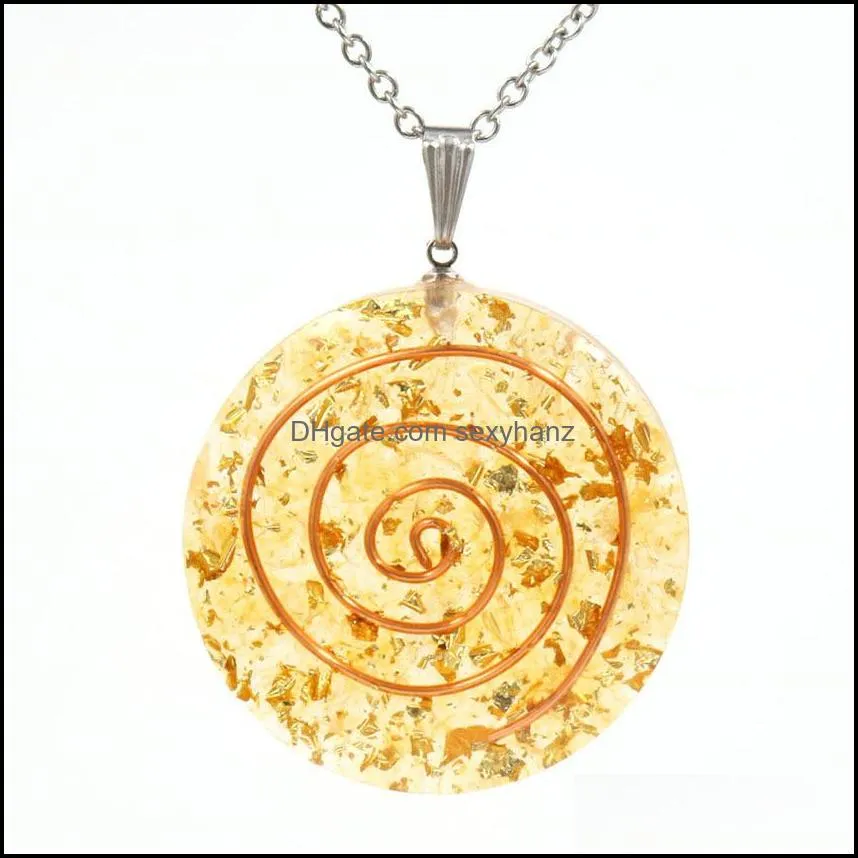 raw quartz round coin pendant yoga chakra necklace for women men stone crystal circle disc pendants jewelry