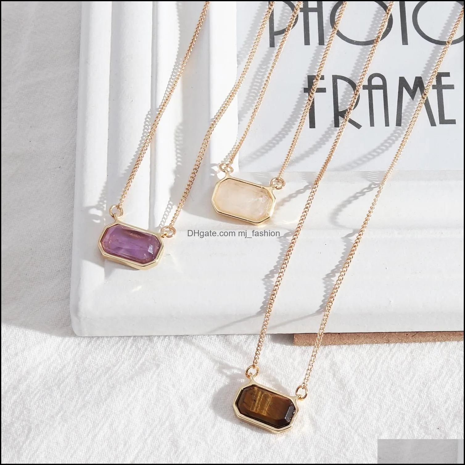 mini stone hexagon geometric pendant gold plated geometry necklaces best for lady  brand jewelry