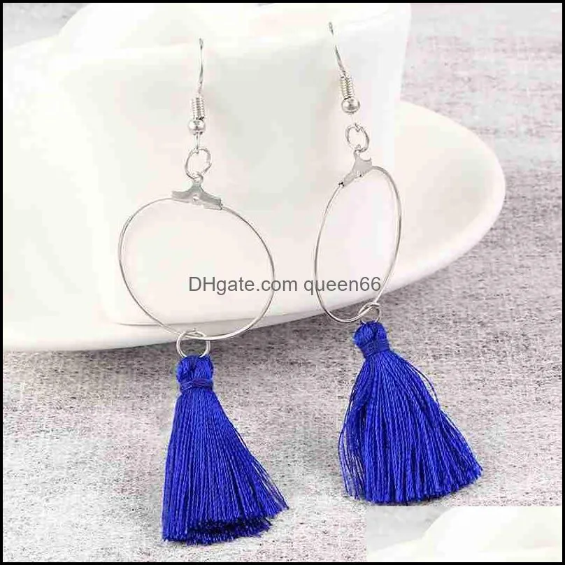 simple round tassel earrings ring pendant earrings ladies intellectual elegant stainless steel valentine`s day gifts