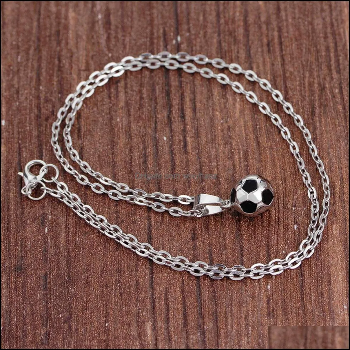 sport jewelry stainless steel soccer necklace for men and women football charm pendant with chain