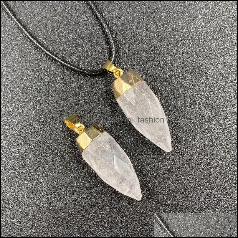 cone prism pendulum reiki healing crystal energy stone quartz pendant necklaces fashion women men jewelry wholesale