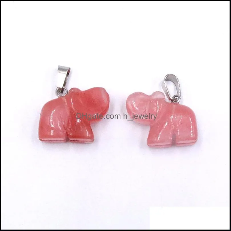 elephant shape stone rose quartz crystal charms pendant healing pink crystals stone fashion jewelry making wholesale