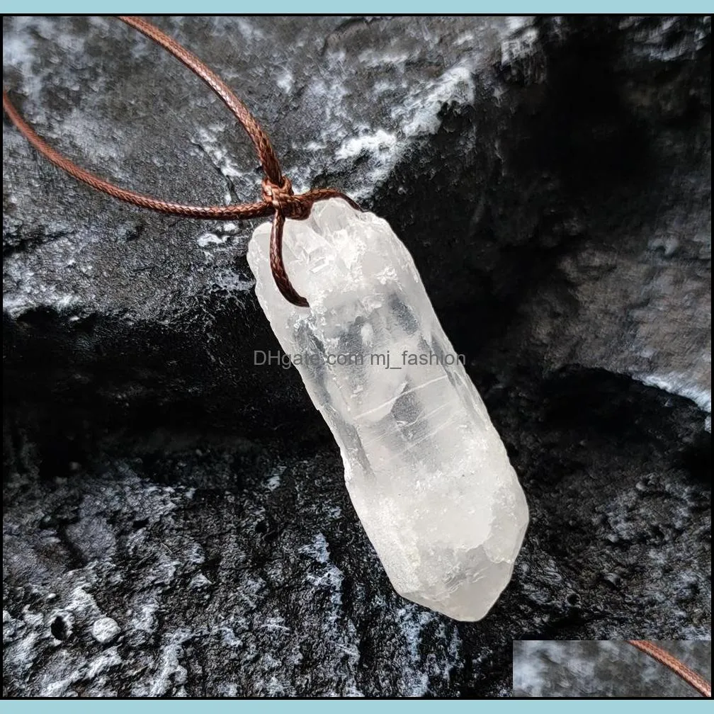irregular natural healing white jade crystal pendant necklace for women gift jewelry