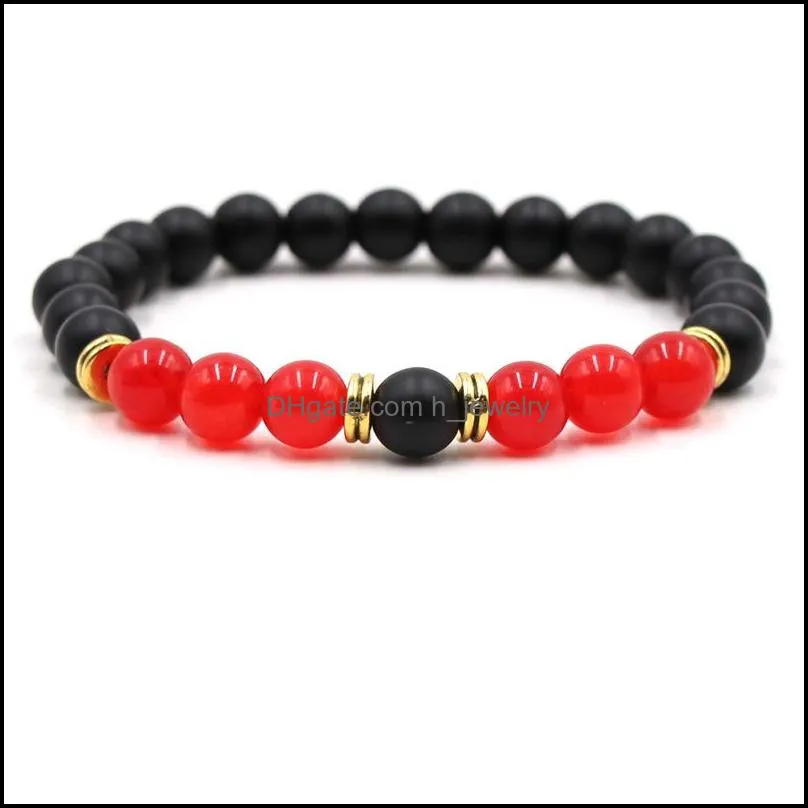 8mm seven chakra buddha matted black stone beads bracelet women men bangle beaded hand strings