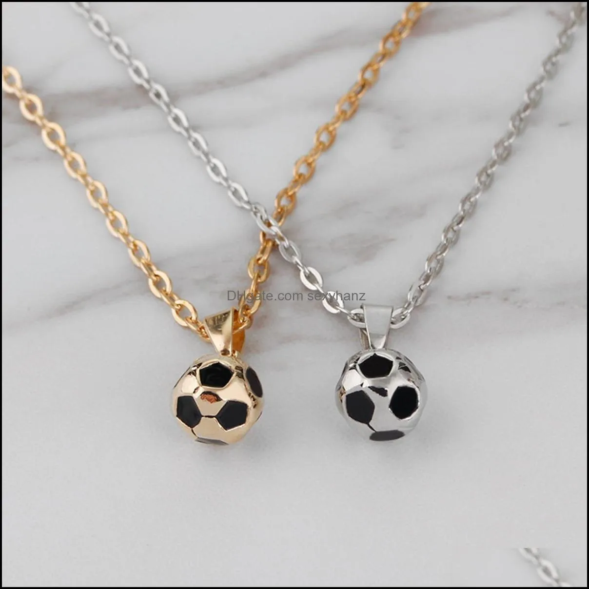 sport jewelry stainless steel soccer necklace for men and women football charm pendant with chain