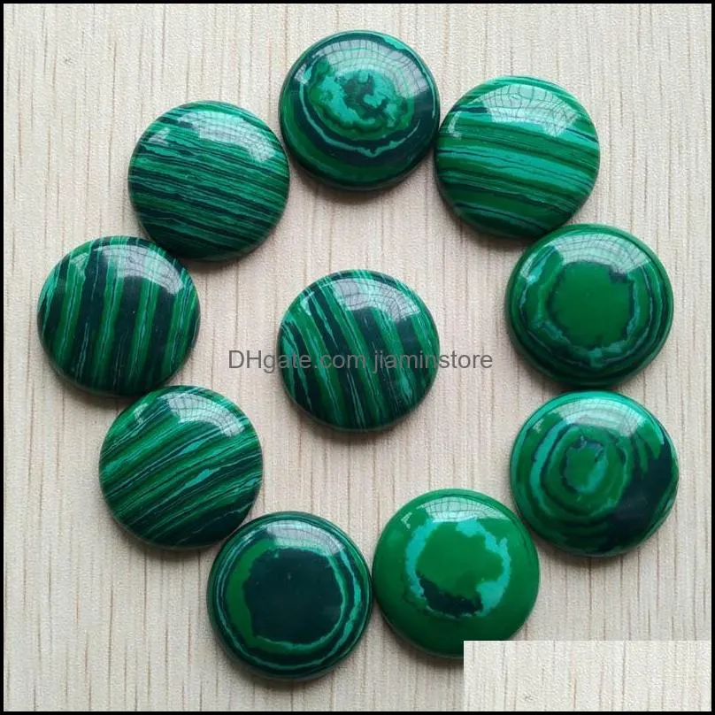 25mm assorted natural stone flat base round cabochon cystal loose beads for necklace earrings jewelry & clothes accessories making