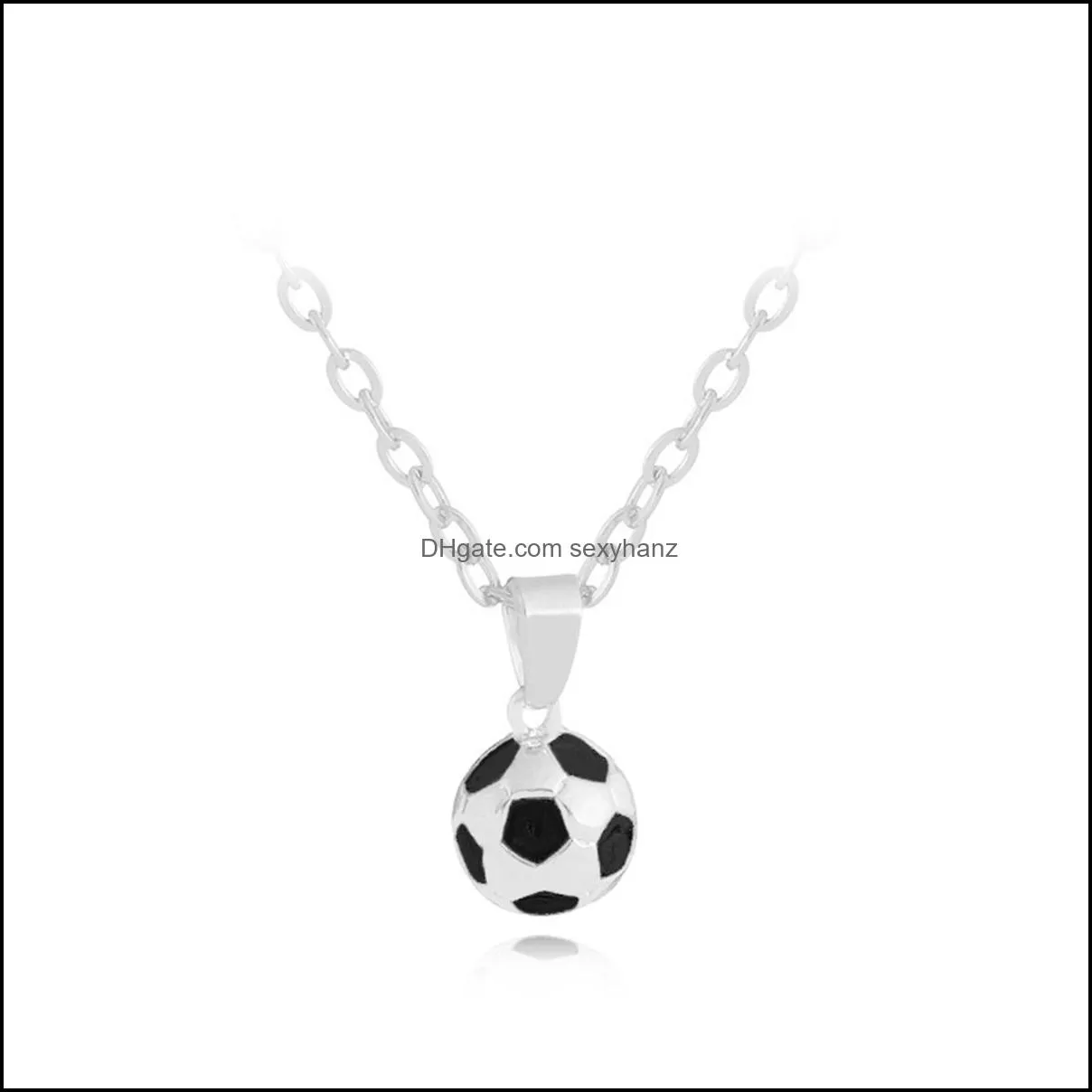 sport jewelry stainless steel soccer necklace for men and women football charm pendant with chain