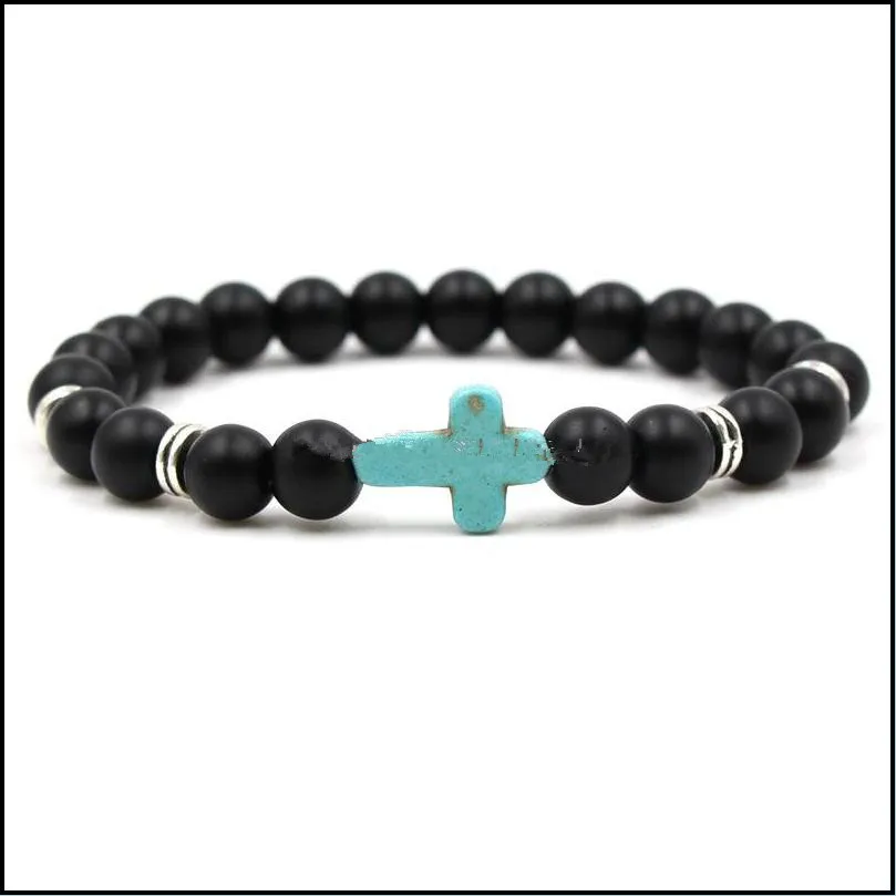 trendy 8mm black lava stone turquoise bead sea turtle cross bracelet some  oil diffuser bracelet for women men jewelry