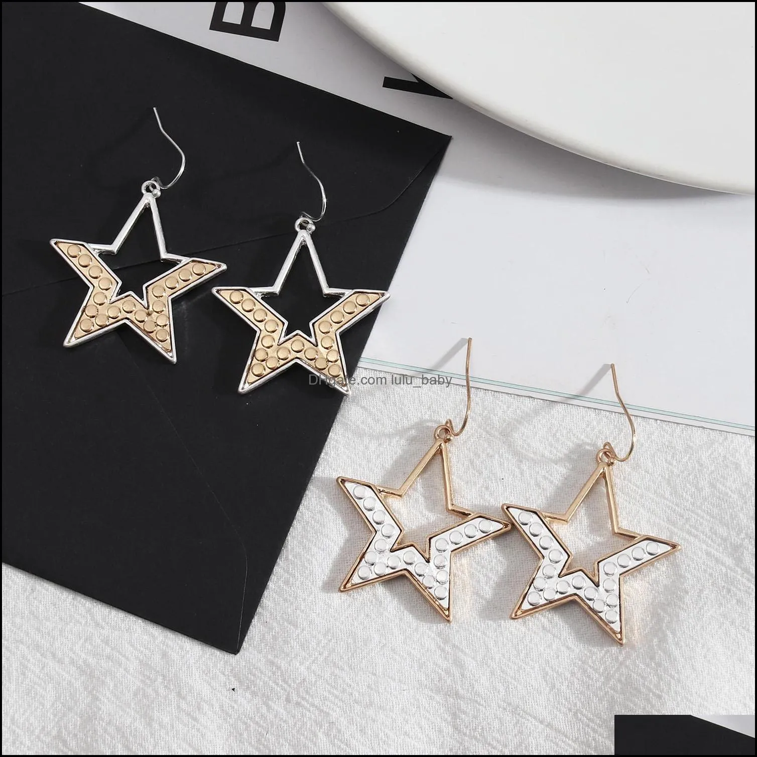 simple star shape inspired metal frame charms earrings for women dangle earings boutique christmas gifts tibetan silver gold