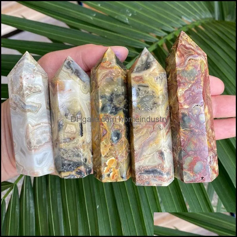 6-7cm natural polished crazy lace agate quartz crystal point wand gift single terminated tower chakra healing gemstone home decor