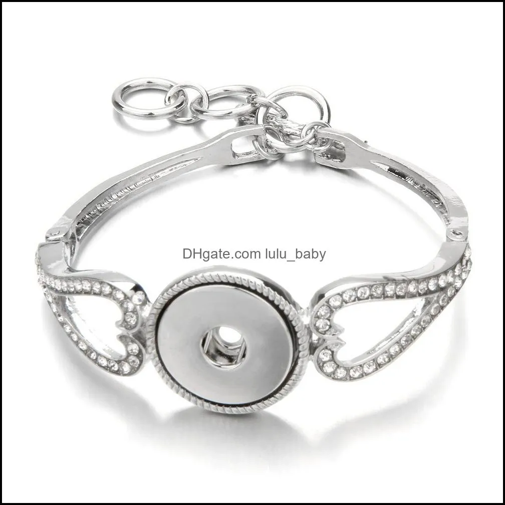 heart snap bracelet link bangles charms metal bracelets for women fit 18mm snaps button jewelry