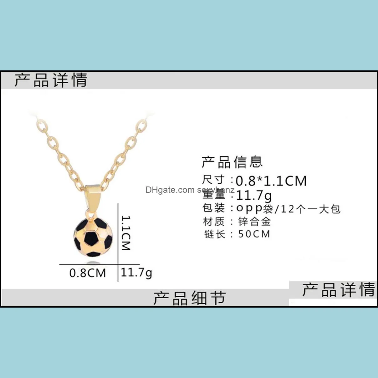 sport jewelry stainless steel soccer necklace for men and women football charm pendant with chain