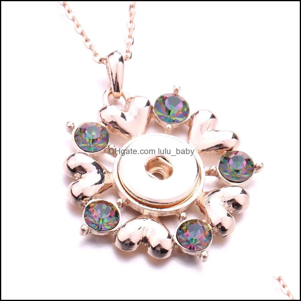 noosa snap button pendant necklace rose gold hearts flower crystal chunks simple fit 18mm snap buttons jewelry