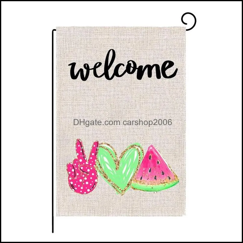 summer garden flag fruit gnomes double size printed flax outdoor decorative hanging welcome summer season banner 32*47cm 1362 v2