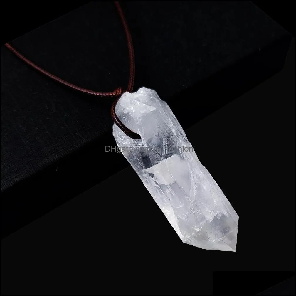 irregular natural healing white jade crystal pendant necklace for women gift jewelry