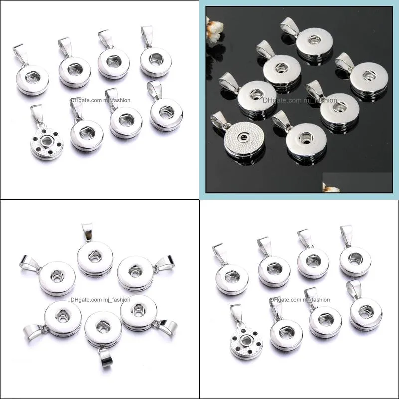 12mm 18mm snap button jewelry silver color plating pendant diy necklace for women men noosa