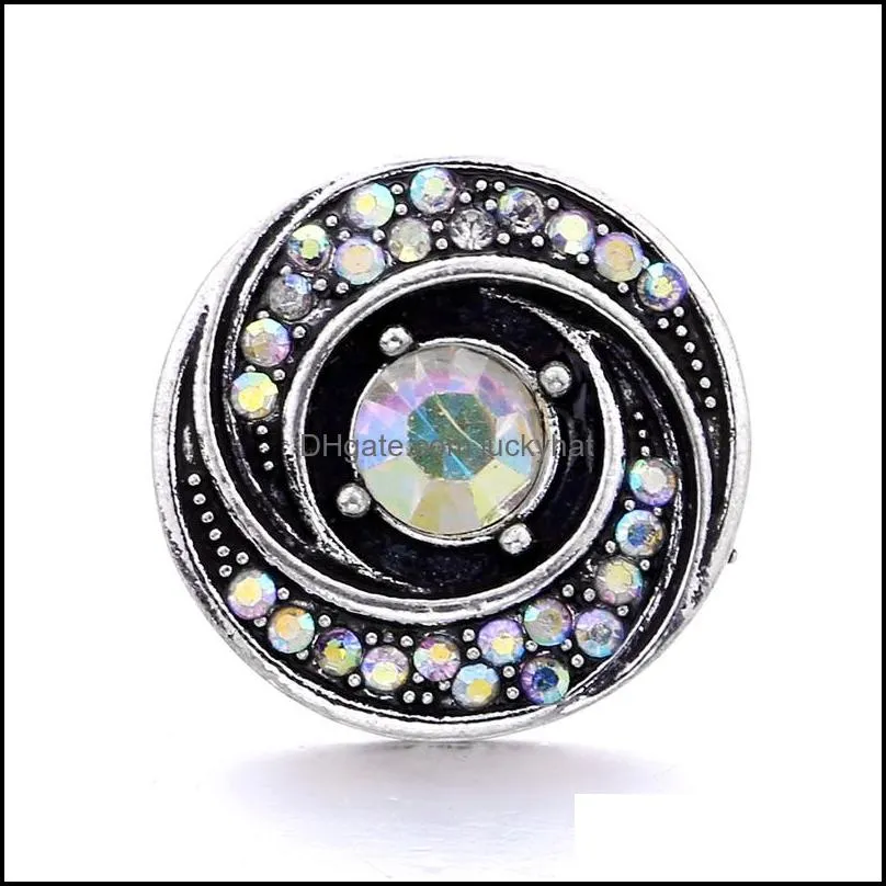 wholesale mix rhinestone snap buttons clasp 18mm metal decorative vintage button charms for diy snaps jewelry findings factory