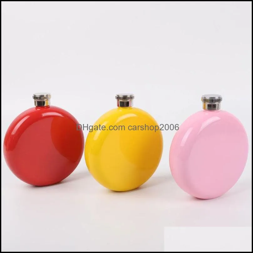 circular stainless steel hip flask man portable flagon simplicity pure color wine pot new pattern fashion 12 5gca j1