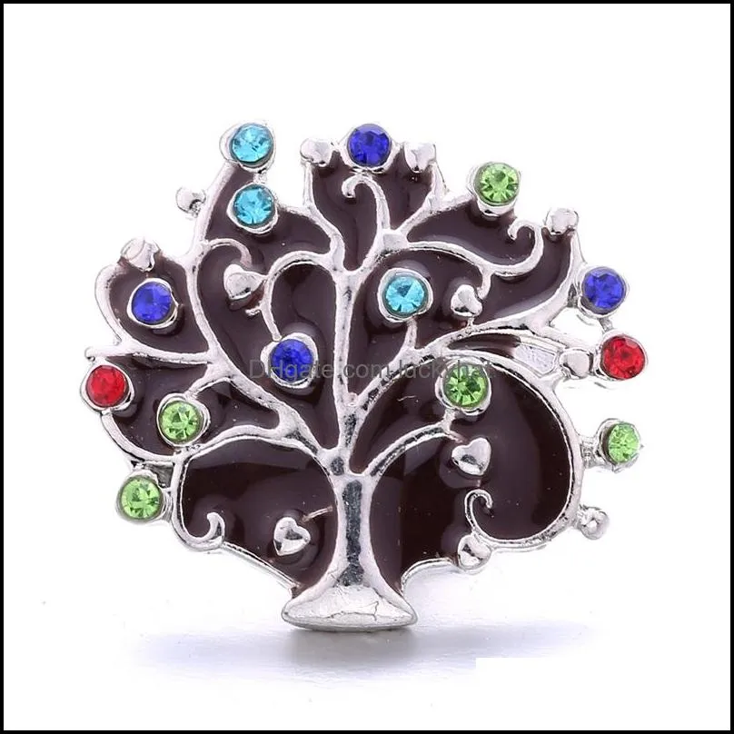 healing rhinestone clasps chunk tree 18mm snap button zircon charms bulk for snaps diy jewelry findings suppliers gift