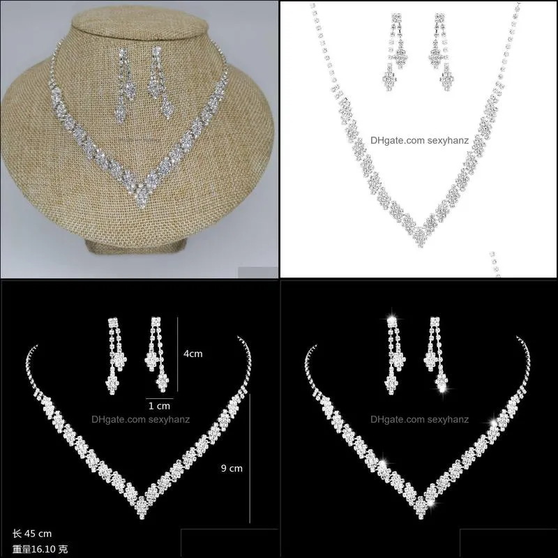 bridal wedding necklace earrings jewelry set claw zircon chain fashion women bridesmaid photography acc