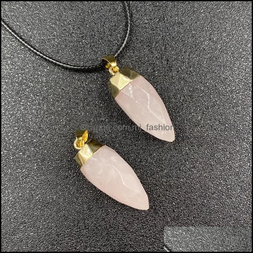cone prism pendulum reiki healing crystal energy stone quartz pendant necklaces fashion women men jewelry wholesale