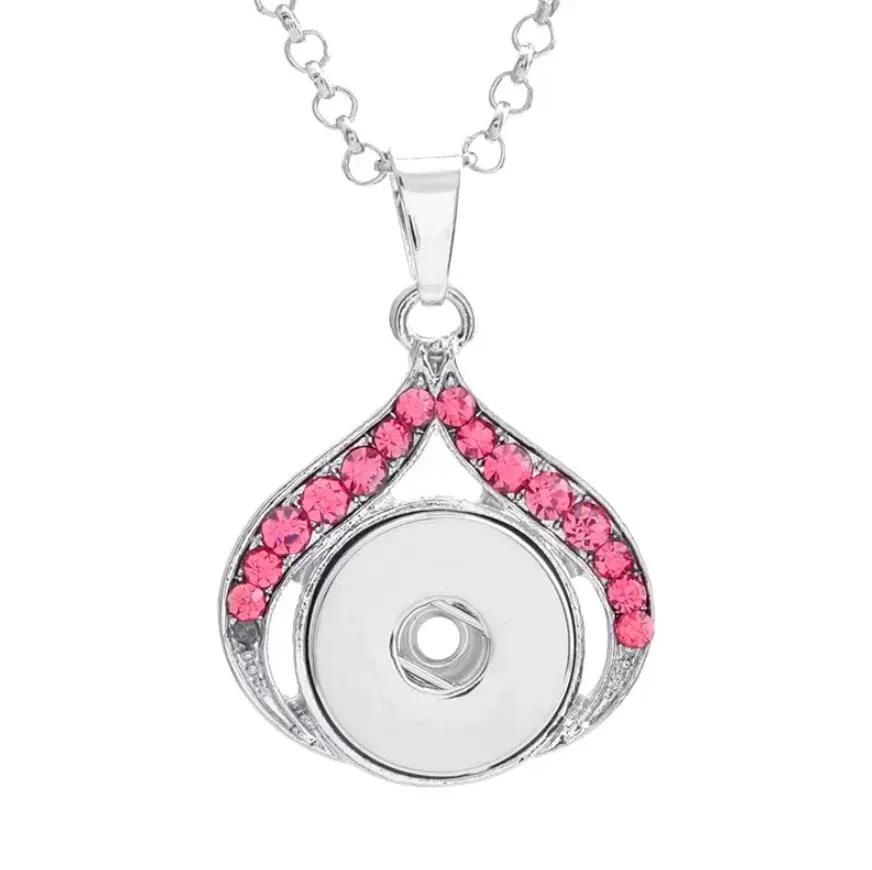 12 styles crystal snap button pendant necklace stainless steel chain fit 18mm snap buttons women necklace jewelry