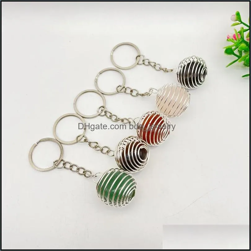 natural stone quartz keychain ring for women men handbag spring hangle car key holder raw mineral keyring jewelry