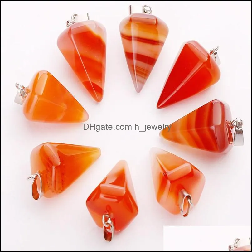fashion natural stone charms hexagonal cone pendant multicolor for diy necklace jewelry making