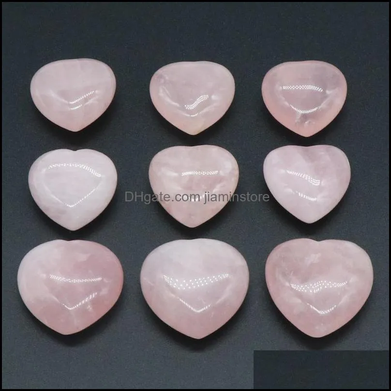25mm 30mm rose quartz love heart stone natural healing pink crystal mascot massage accessory hand piece gemstone reiki home decoration